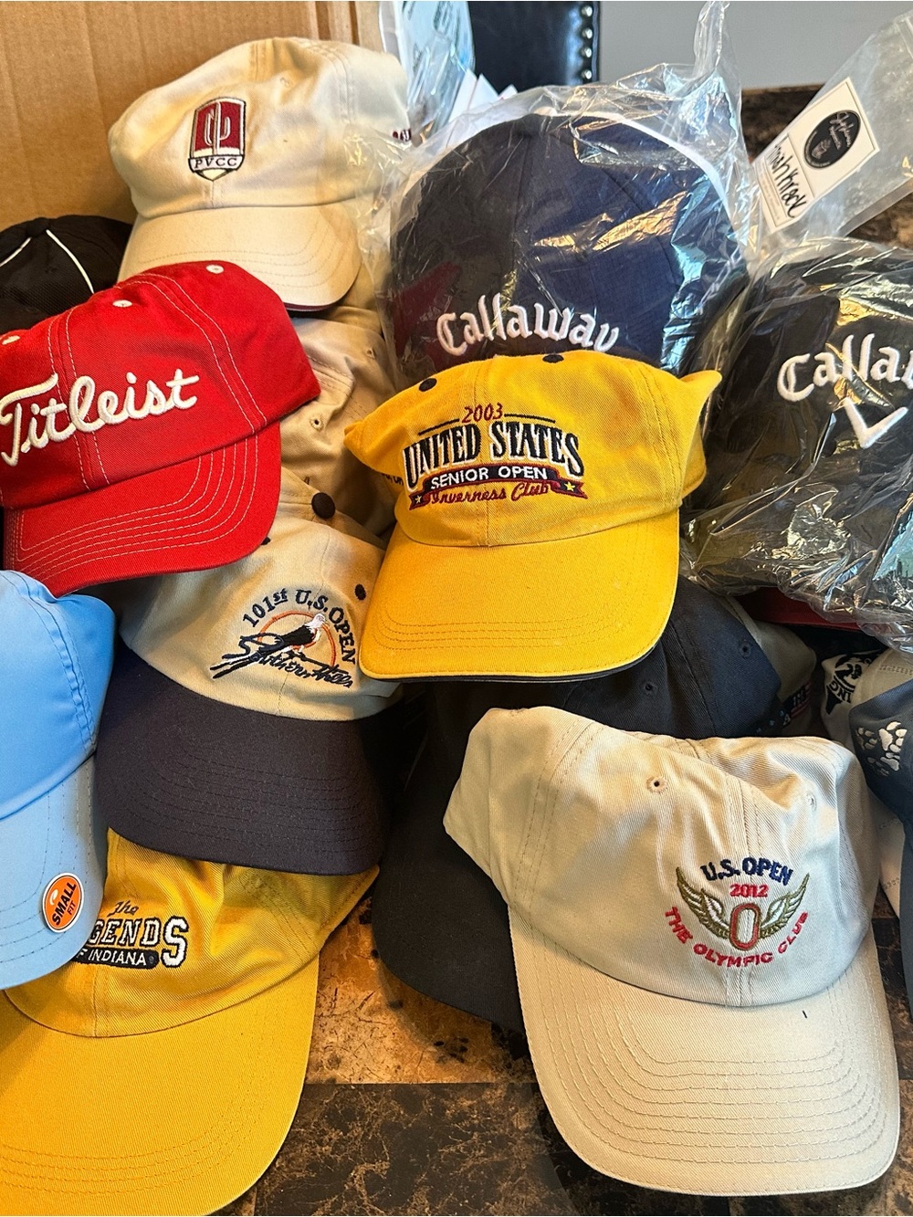 Large Collection Golf Hats, Many New!